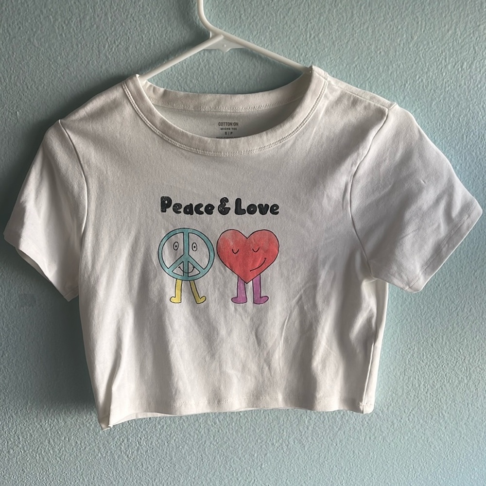 White Peace and Love Micro Tee